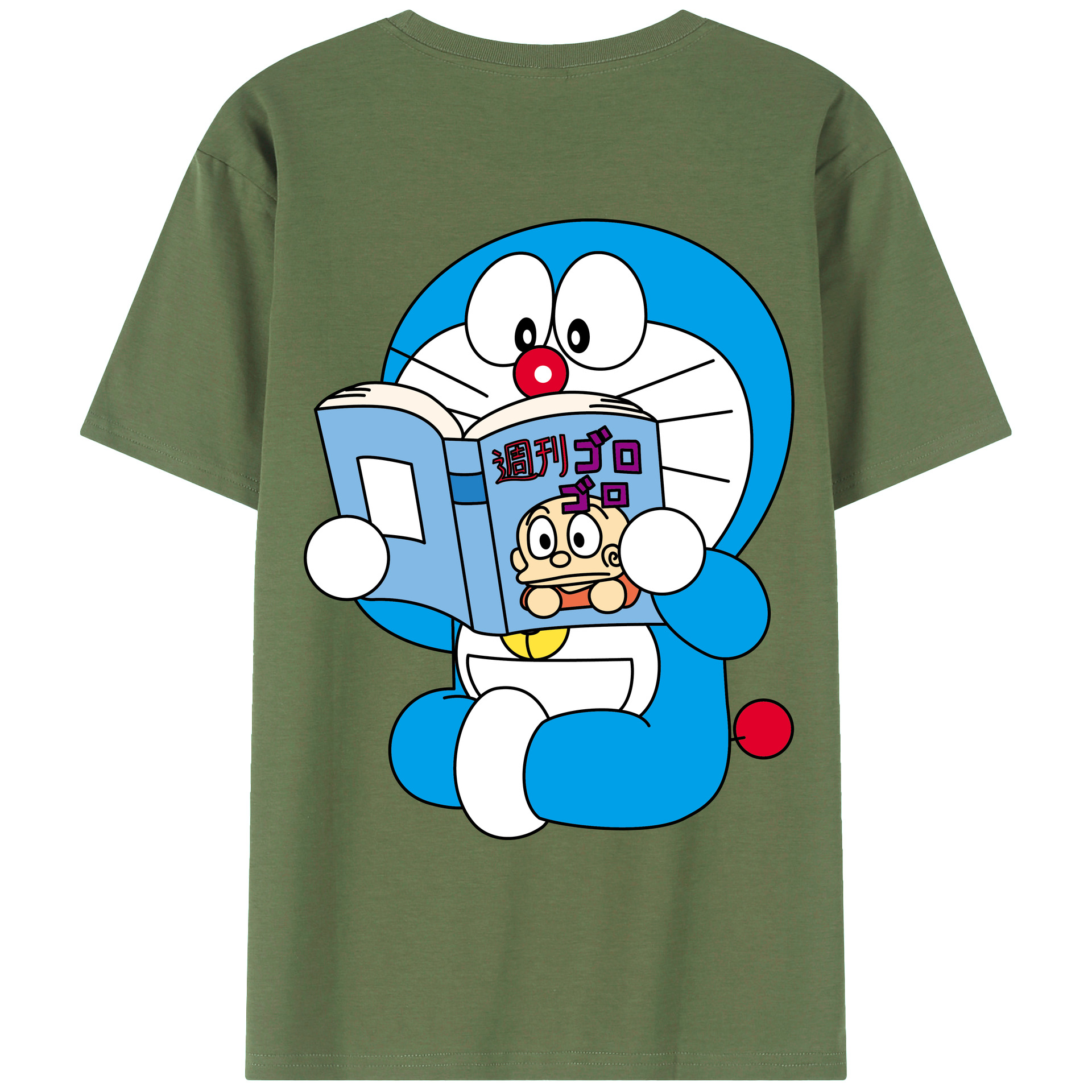 （画像用） ドラえもん Doraemon 綿100％ メンズ半袖Tシャツ（バックプリント） 通気性